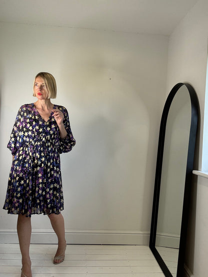 Metallic star chiffon dress