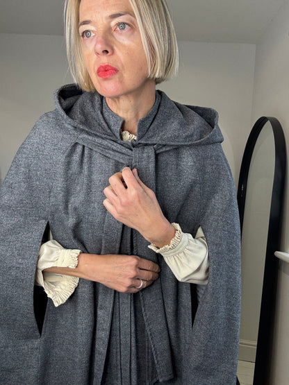 Grey flannel cape