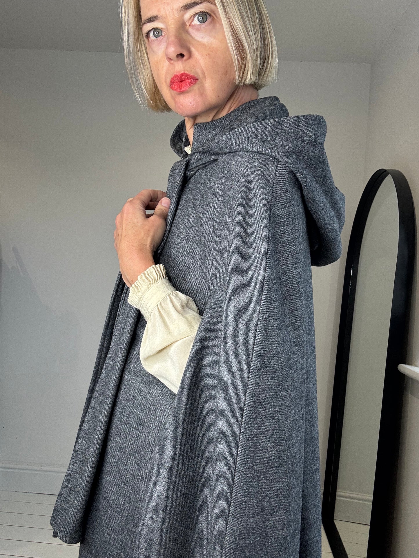 Grey flannel cape