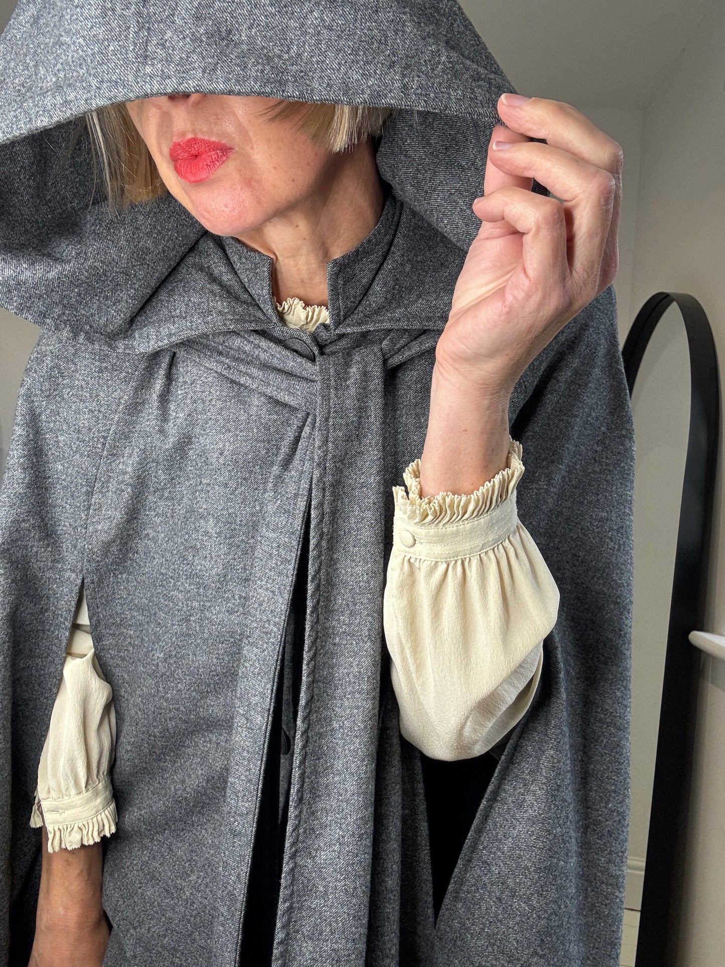 Grey flannel cape