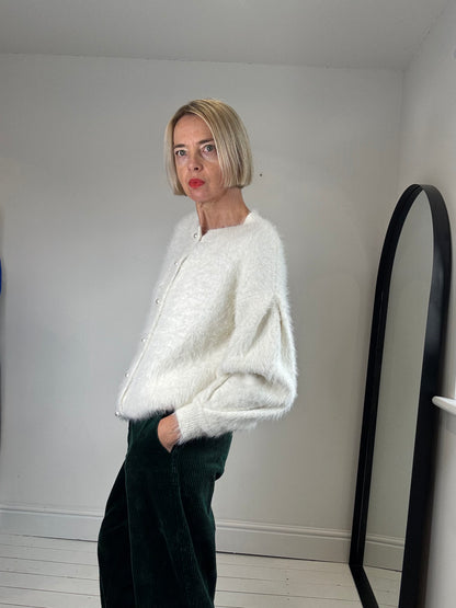 Fluffy pearl cardigan