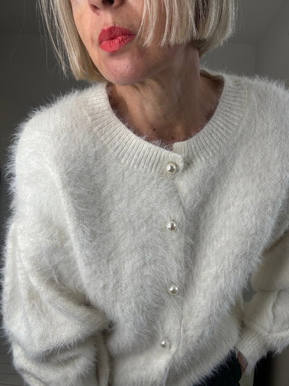 Fluffy pearl cardigan