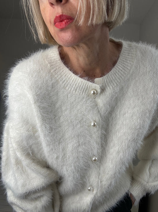 Fluffy pearl cardigan