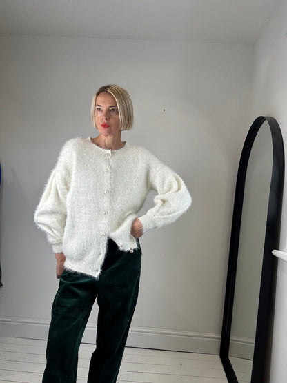 Fluffy pearl cardigan