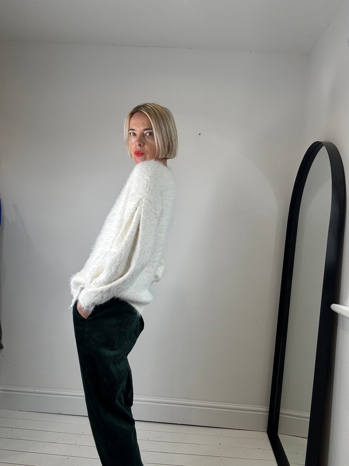 Fluffy pearl cardigan