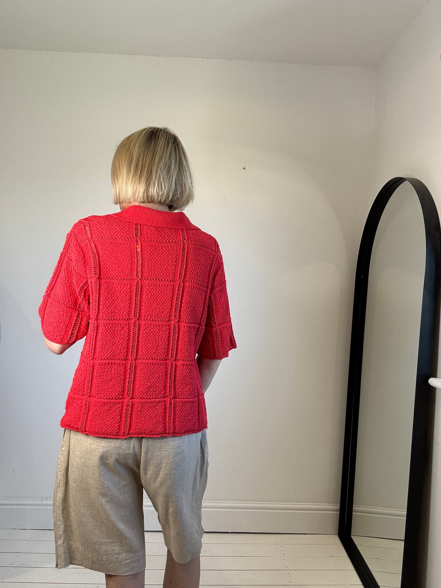 Open stitch polo knit