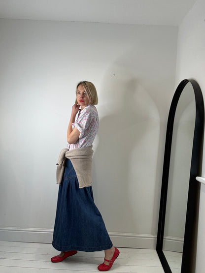 Denim midi skirt