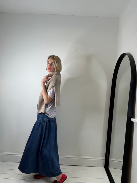 Denim midi skirt