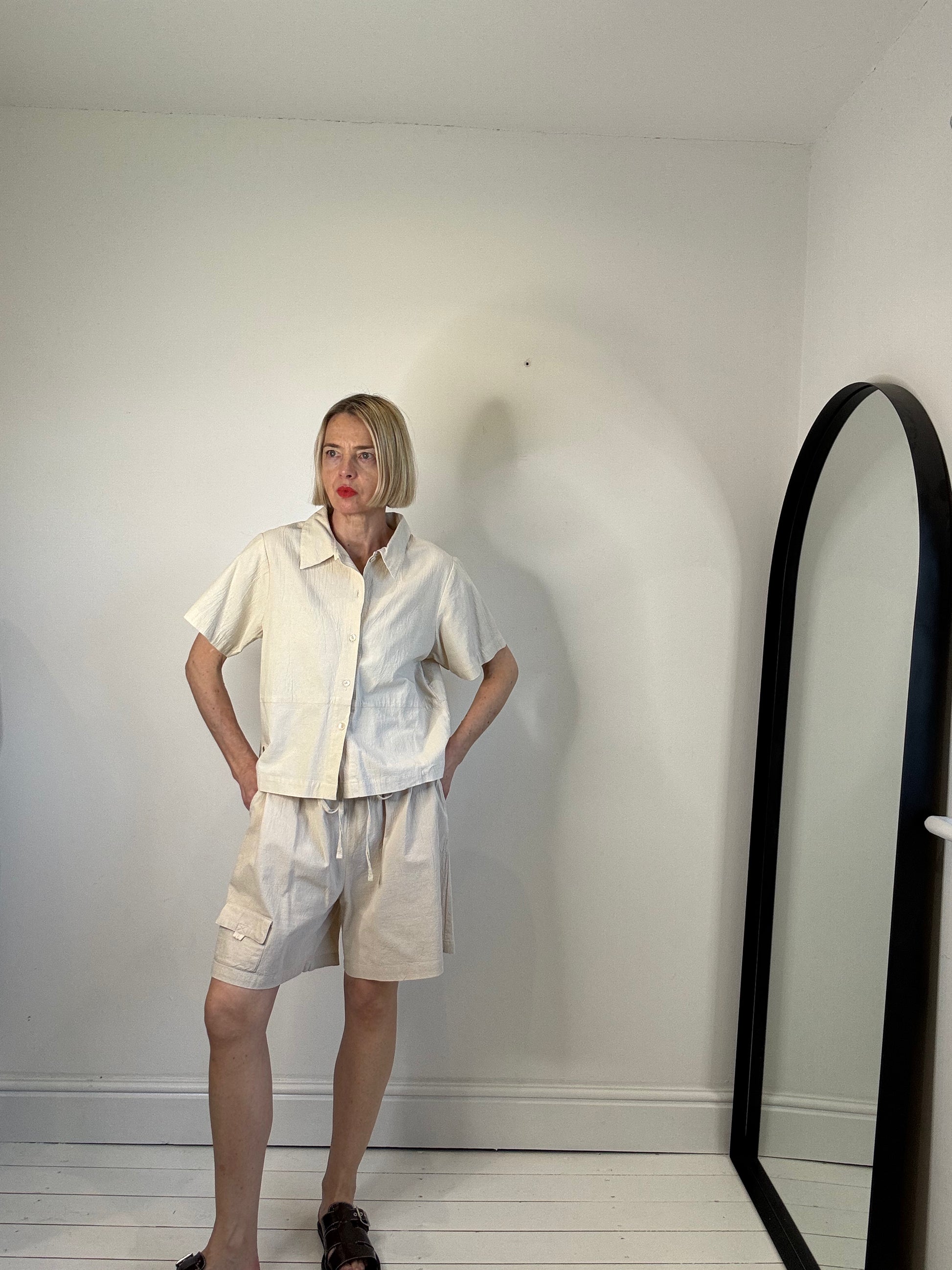cotton shorts and shirt set co-ord matching shorts outfit women's po reloved summer outfit