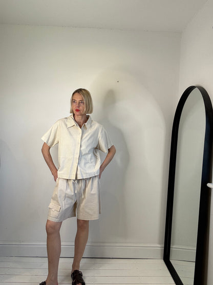 cotton shorts and shirt set co-ord matching shorts outfit women's po reloved summer outfit