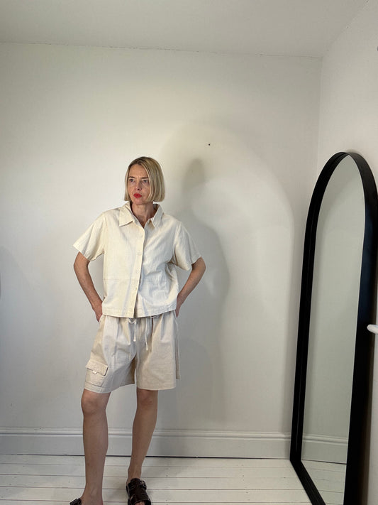 cotton shorts and shirt set co-ord matching shorts outfit women's po reloved summer outfit