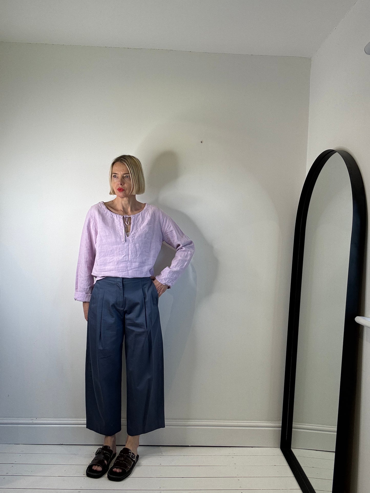 COS barrel leg trousers blue cropped leg preloved size 6 the curatory women's wear