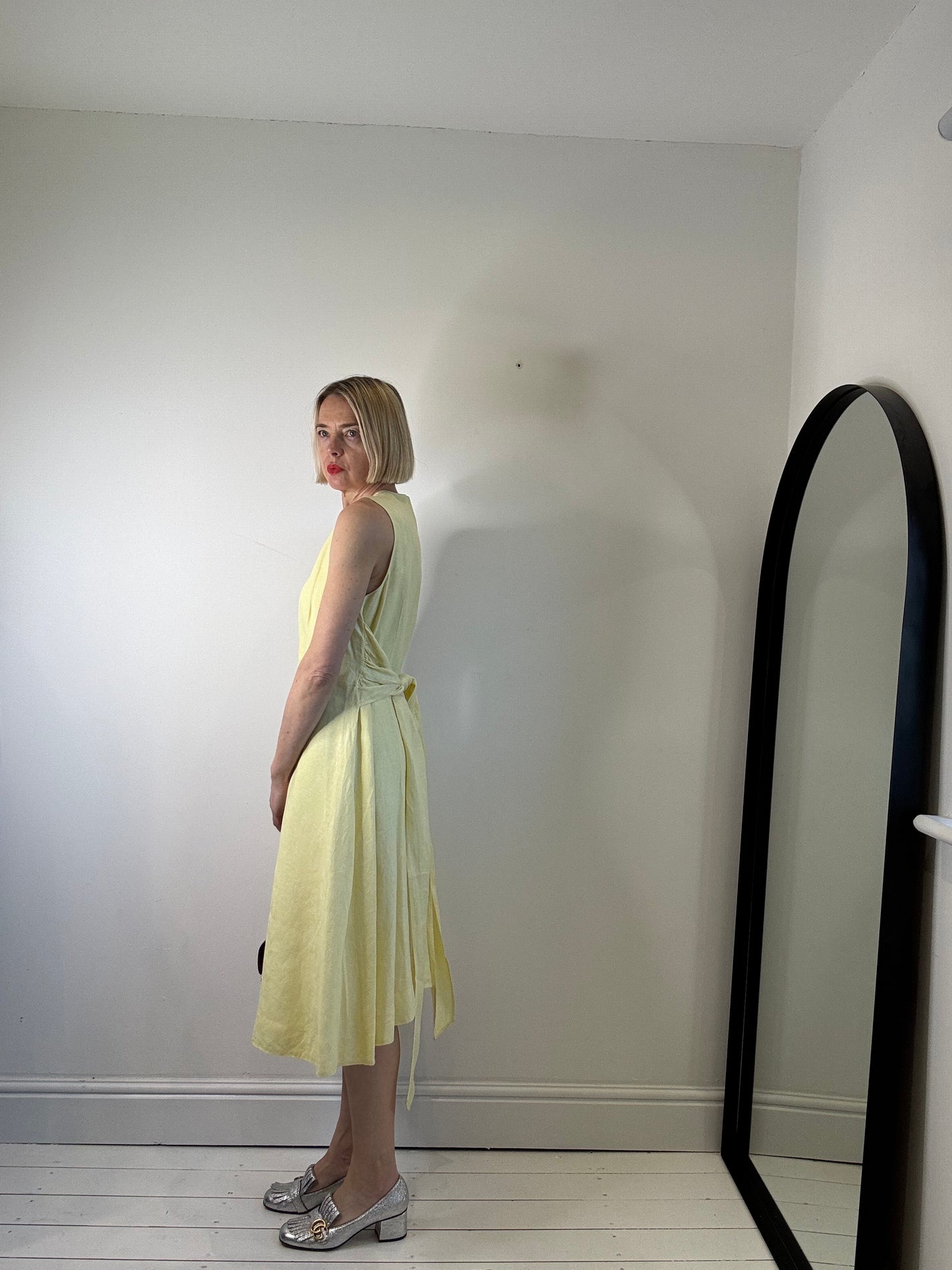 Linen bow dress