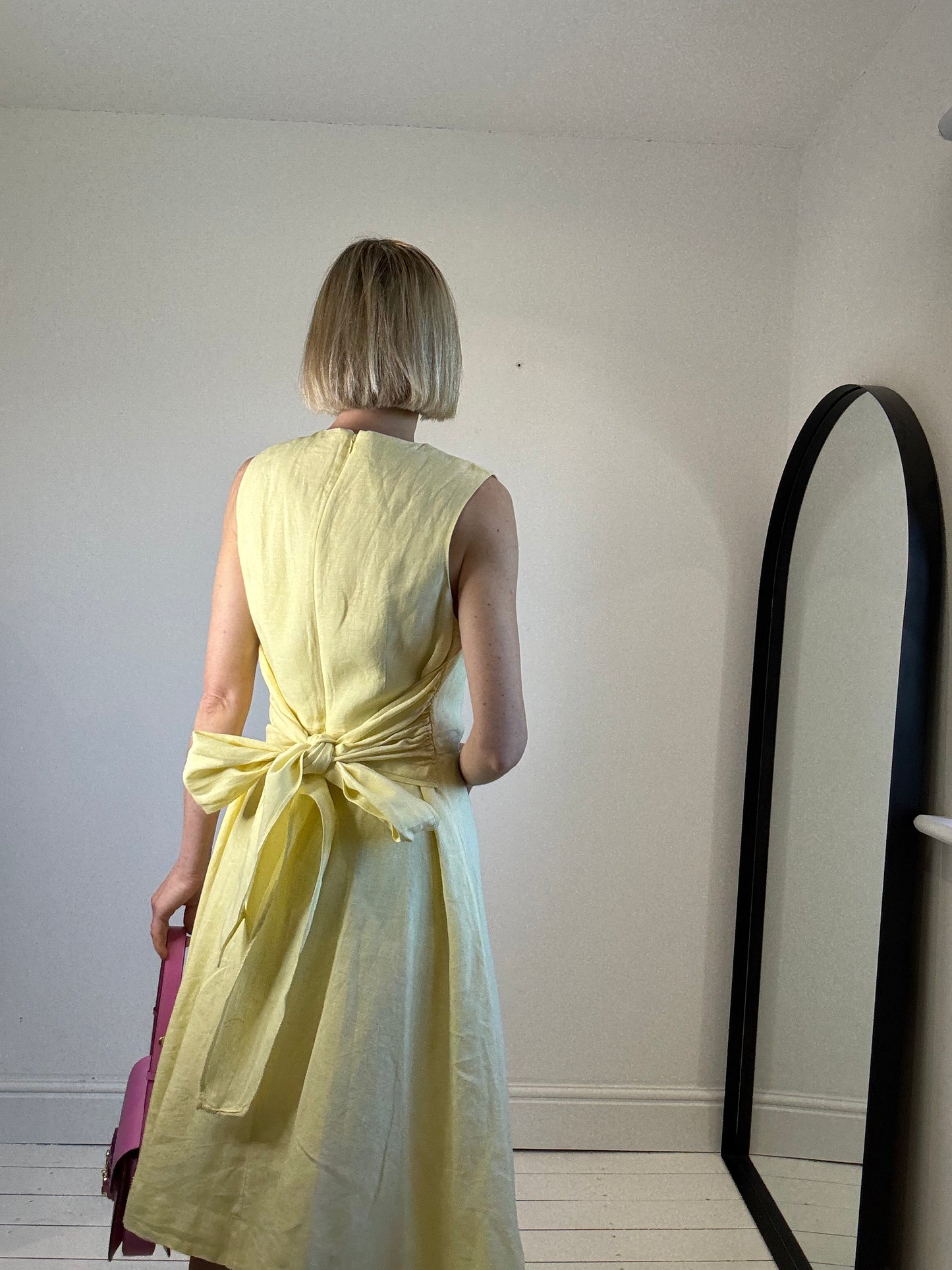 Linen bow dress