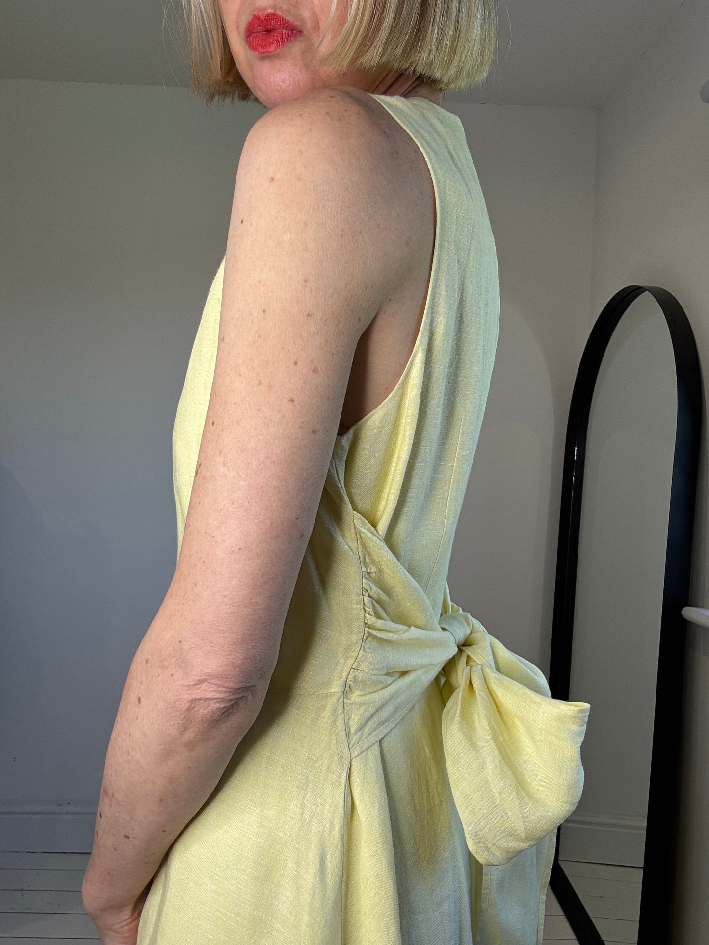 Linen bow dress