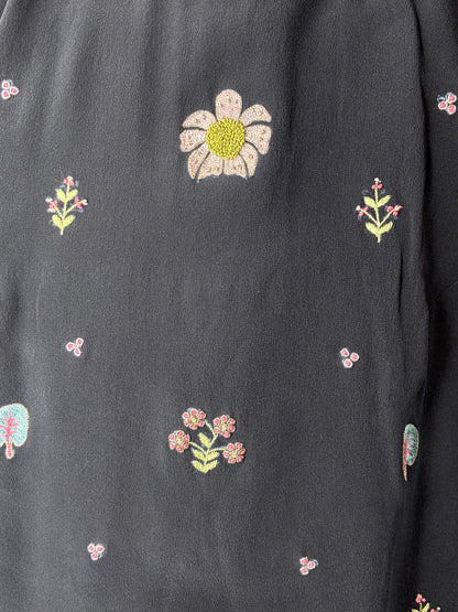 Silk hand embroidered top