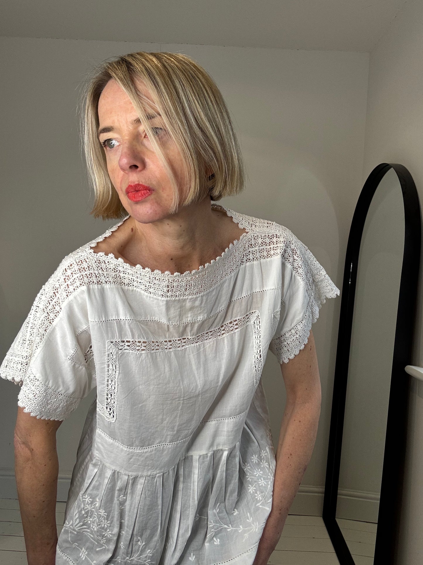 maxmara white cotton lace top women's designer luxury preloved
