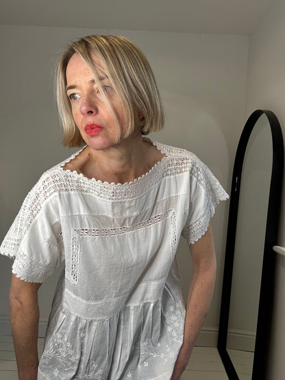 maxmara white cotton lace top women's designer luxury preloved
