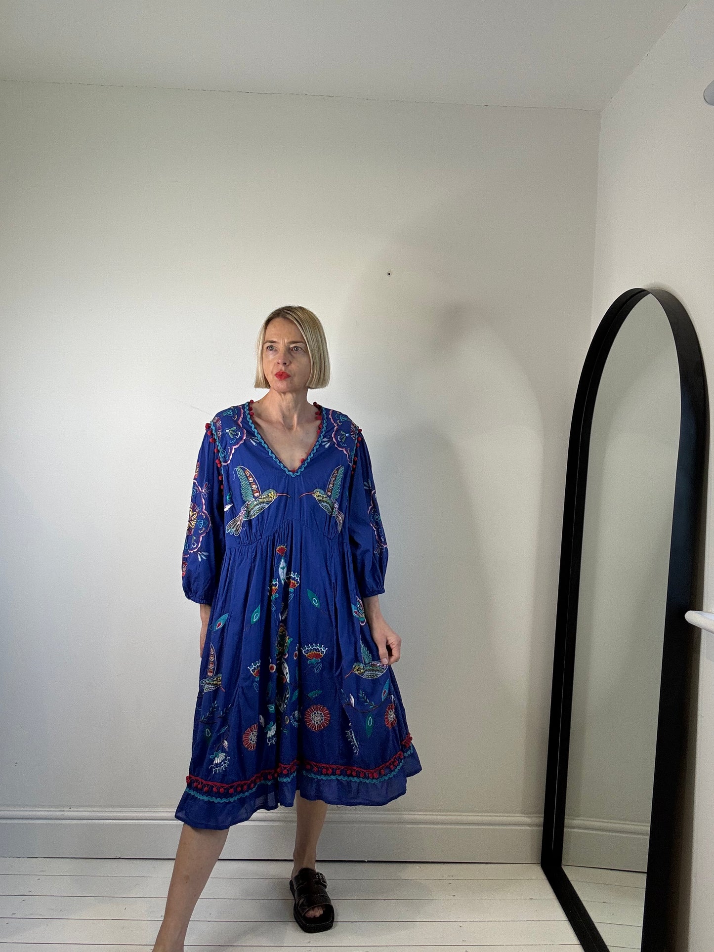 Embroidered Humming bird dress