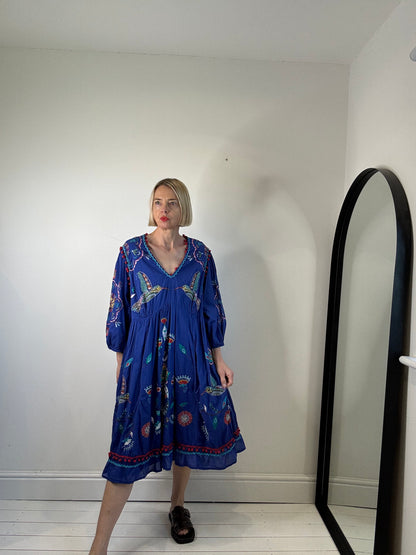 Embroidered Humming bird dress