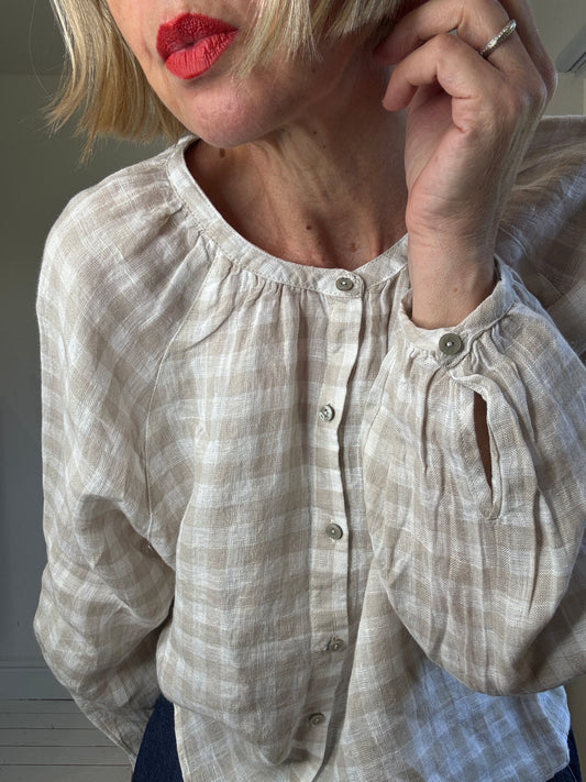 Linen gingam top