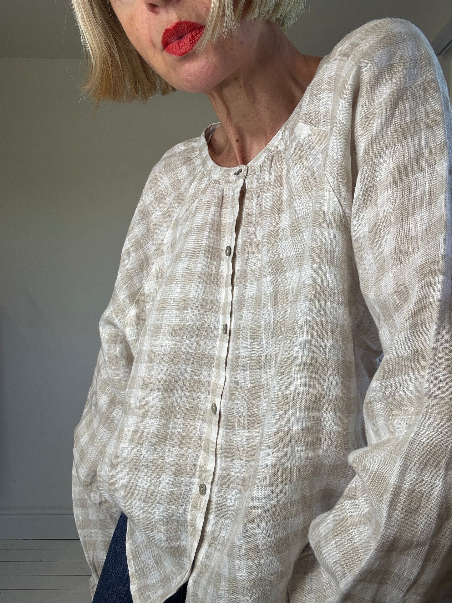 Linen gingam top