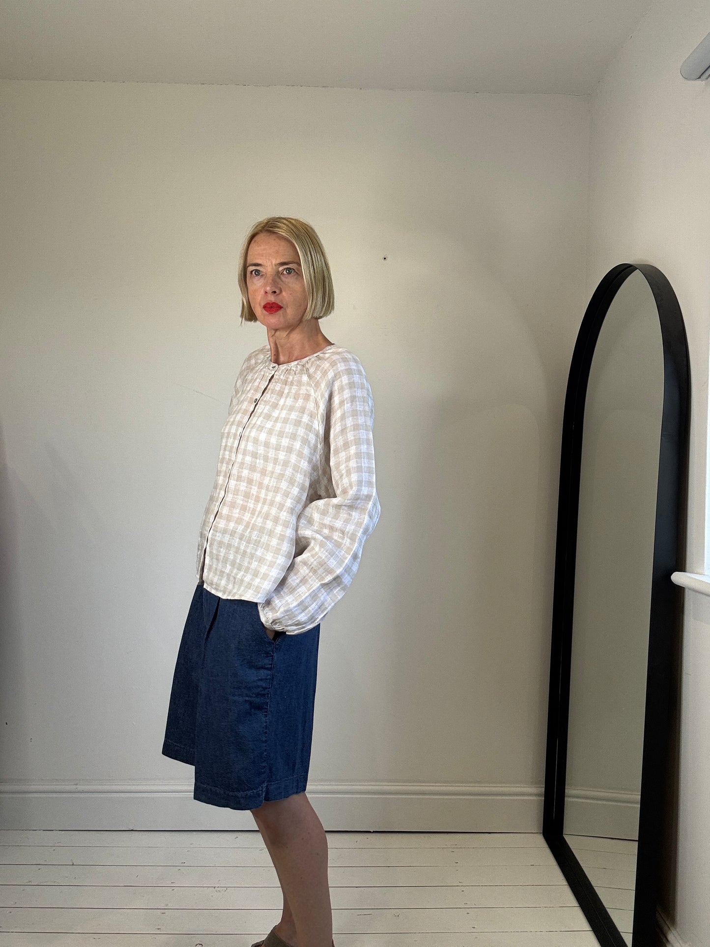 Linen gingam top