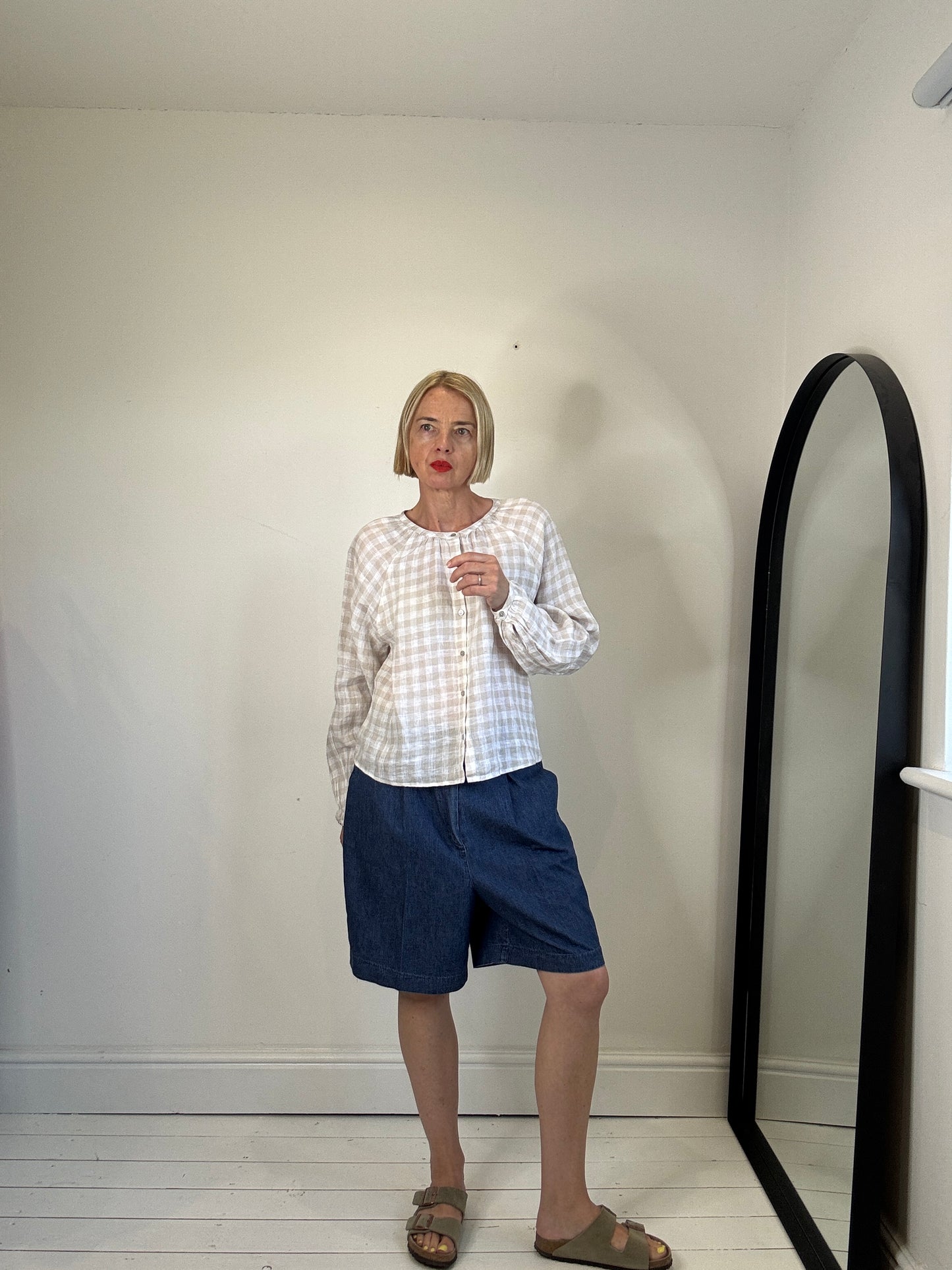 Linen gingam top