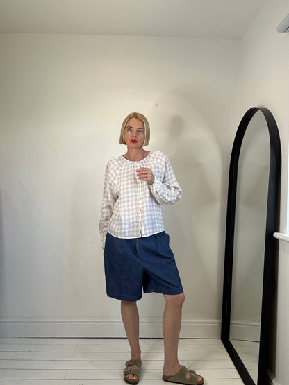 Linen gingam top