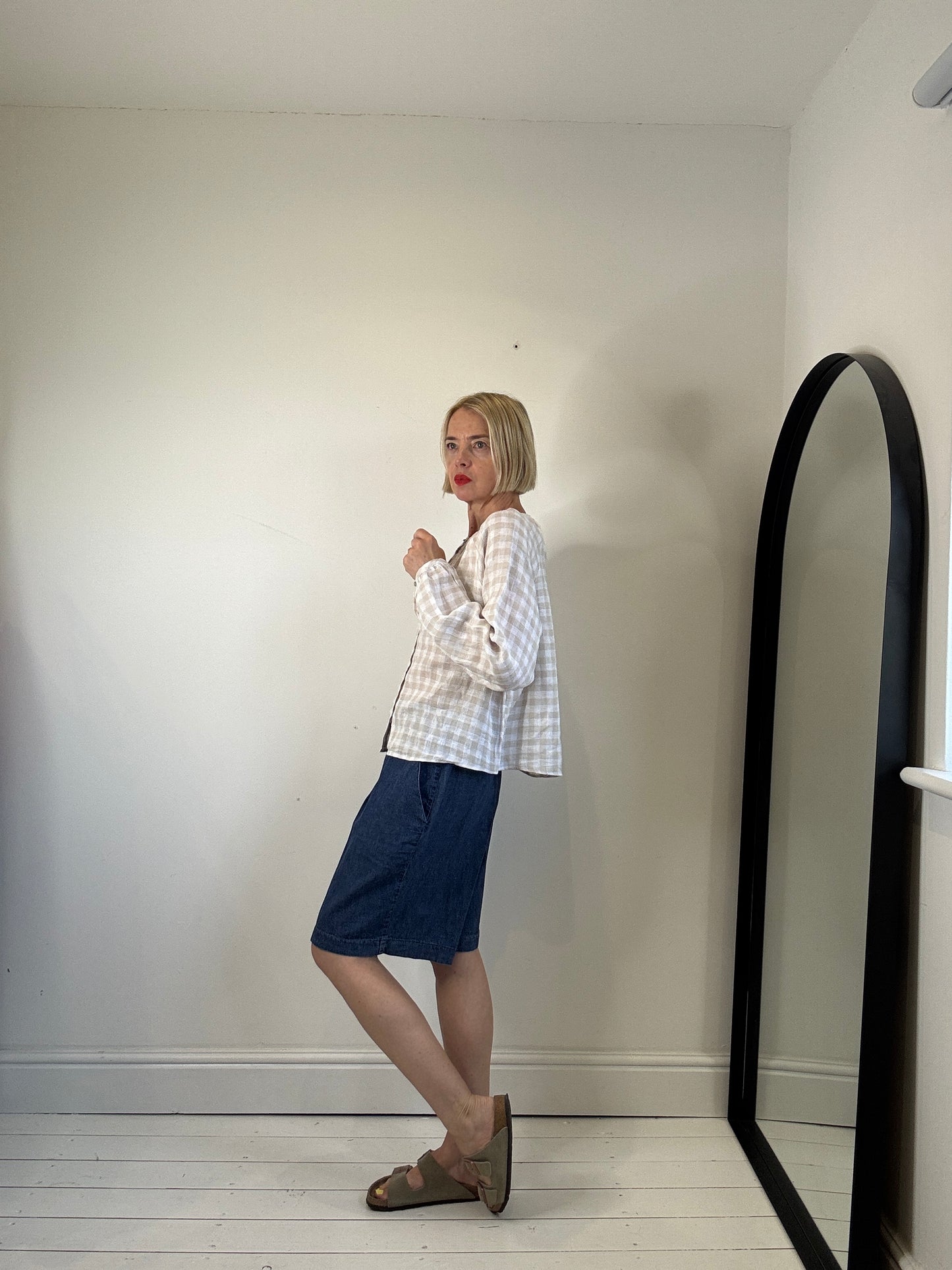 Linen gingam top