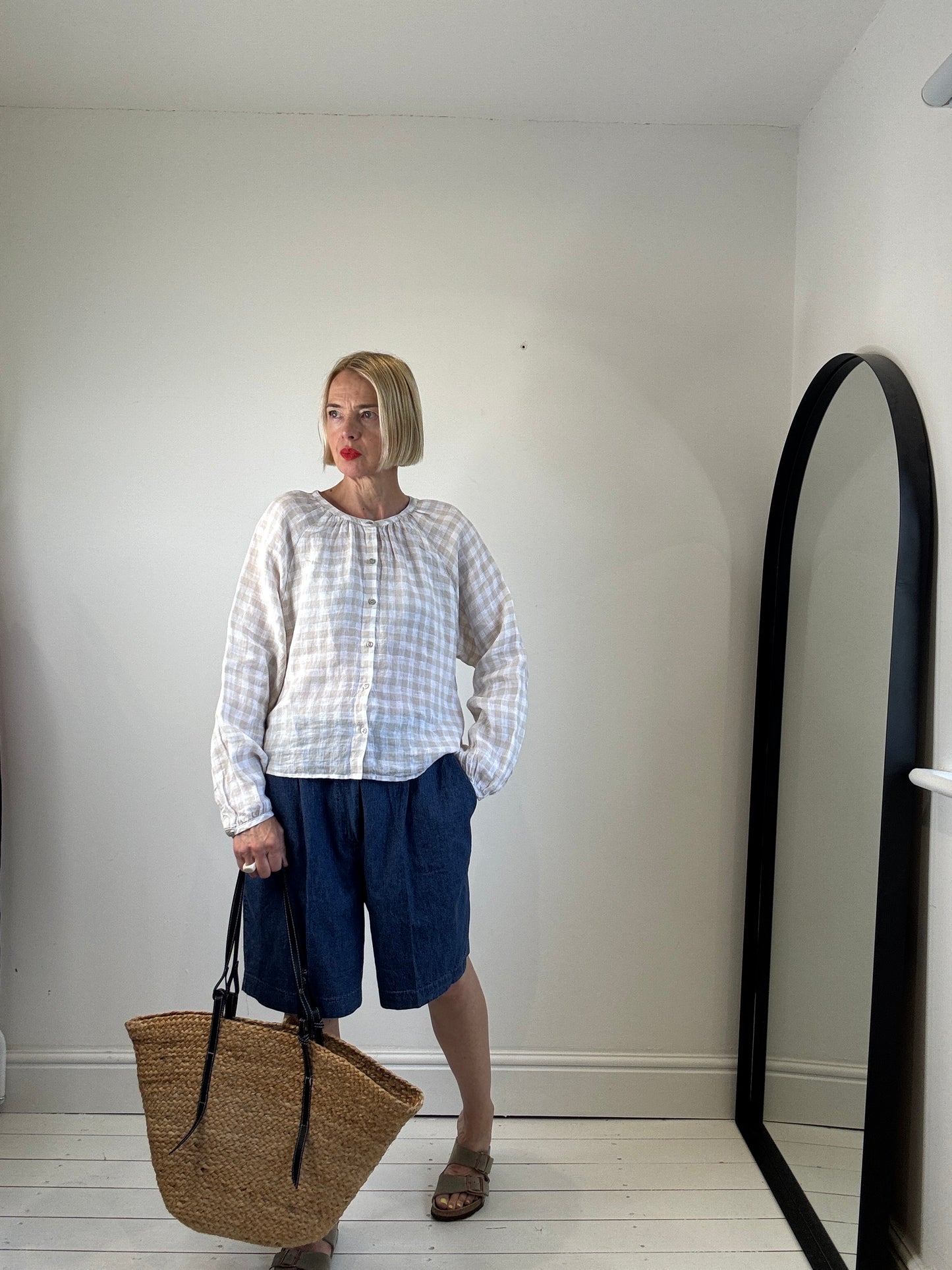 Linen gingam top