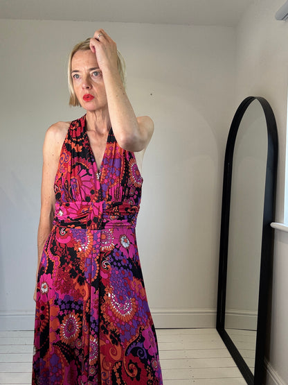 Halterneck slinky dress