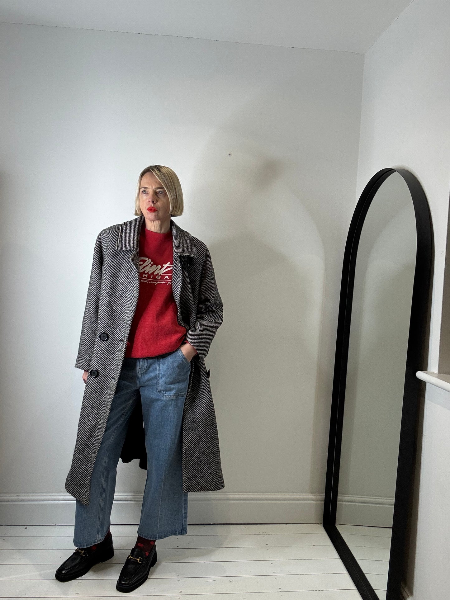 vintage st Michael herringbone wool tweed coat British vintage preloved women's outerwear coats