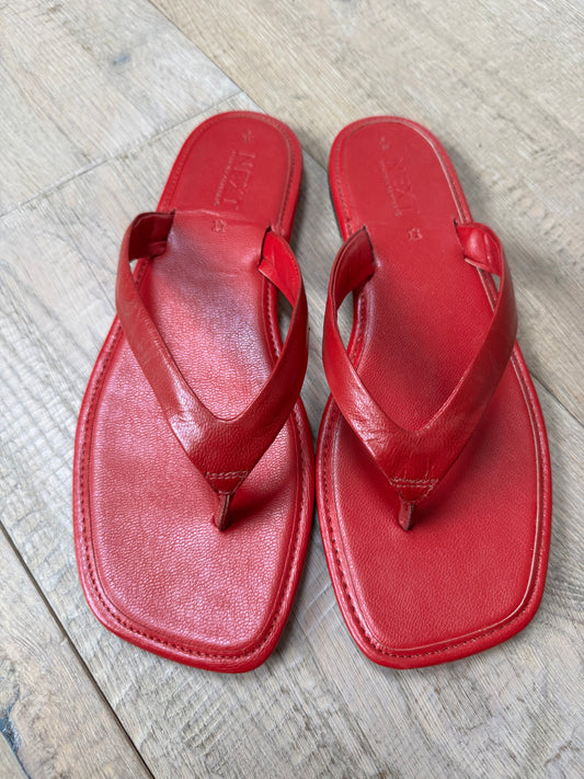 red leather toe post flip flops size 6 39 women's summer sandals shoes preloved secondhand