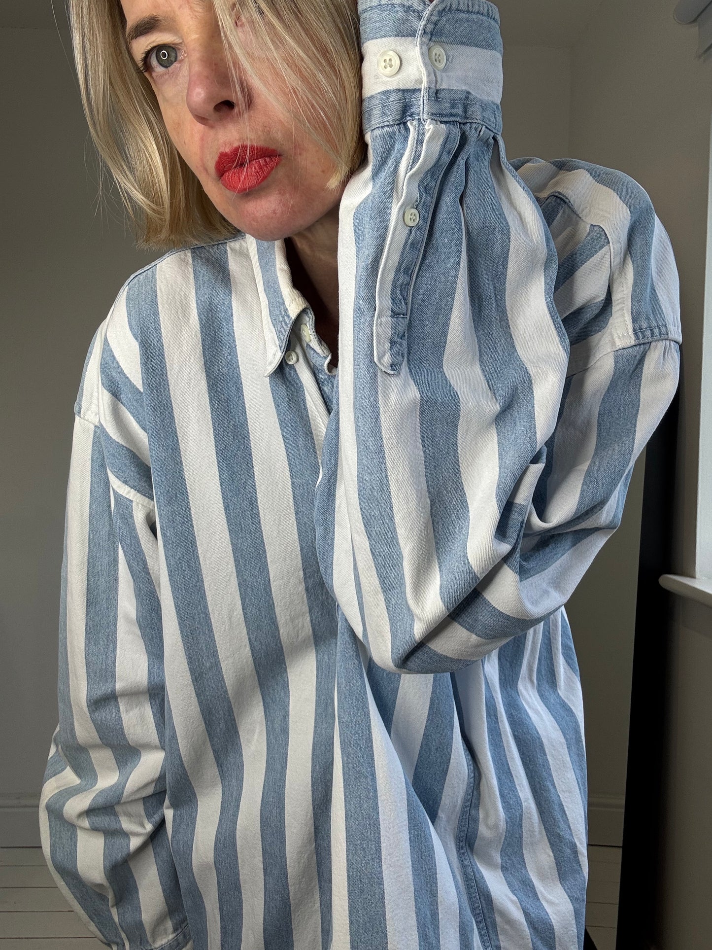 90's stripe denim shirt