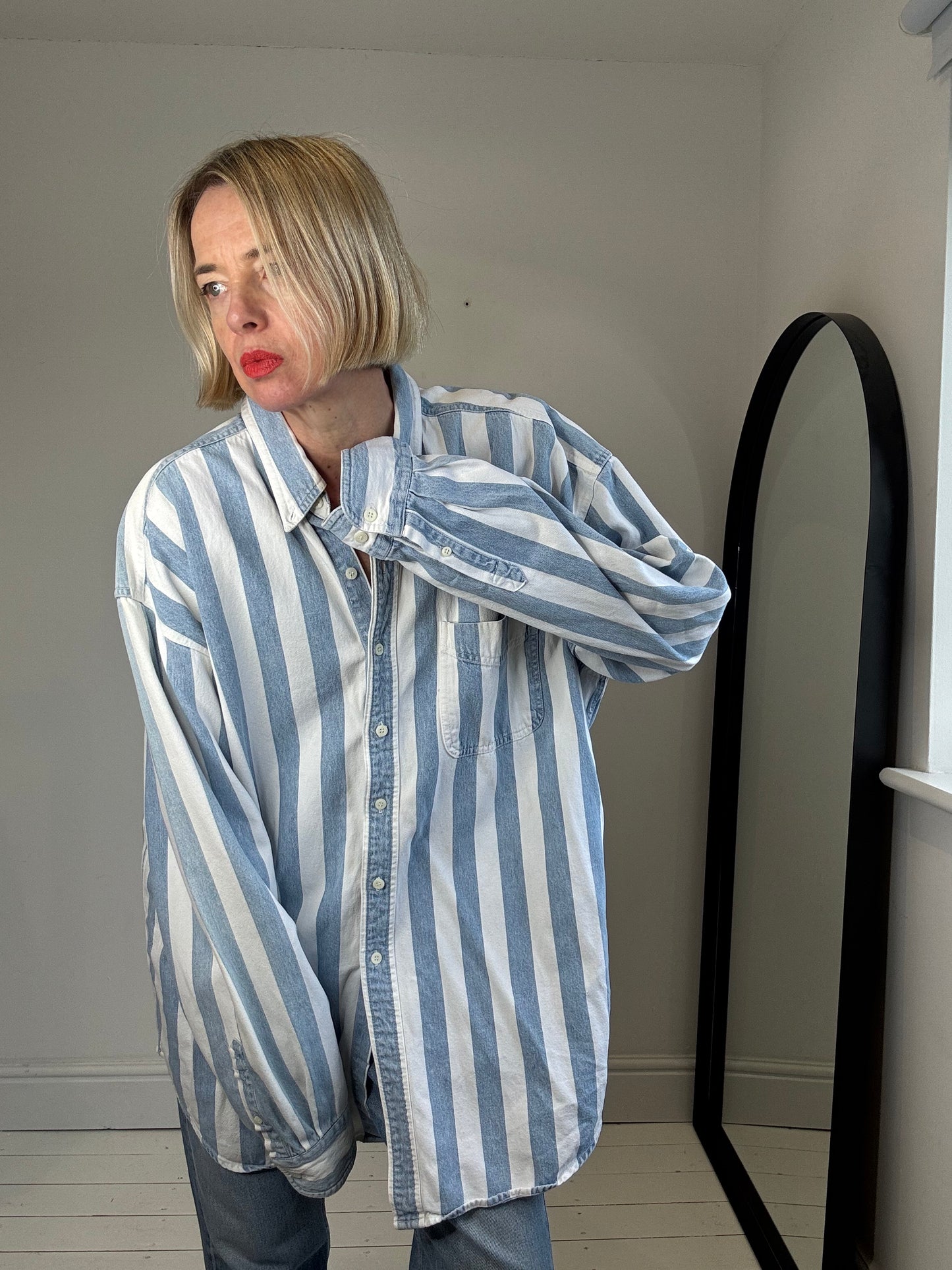 90's stripe denim shirt