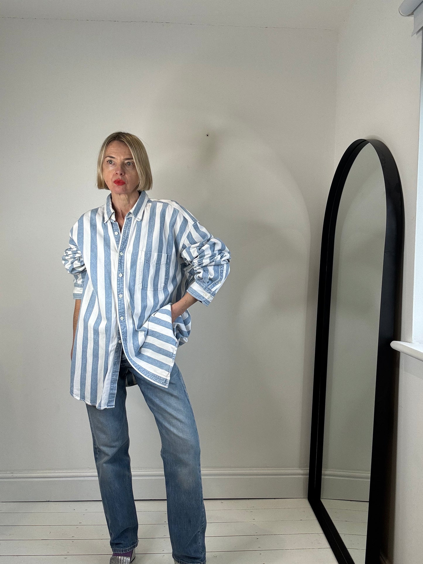 90's stripe denim shirt