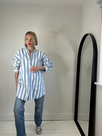 90's stripe denim shirt