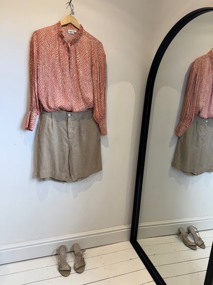 saint + sofia graphic print animal blouse long sleeve women's preloved workwear