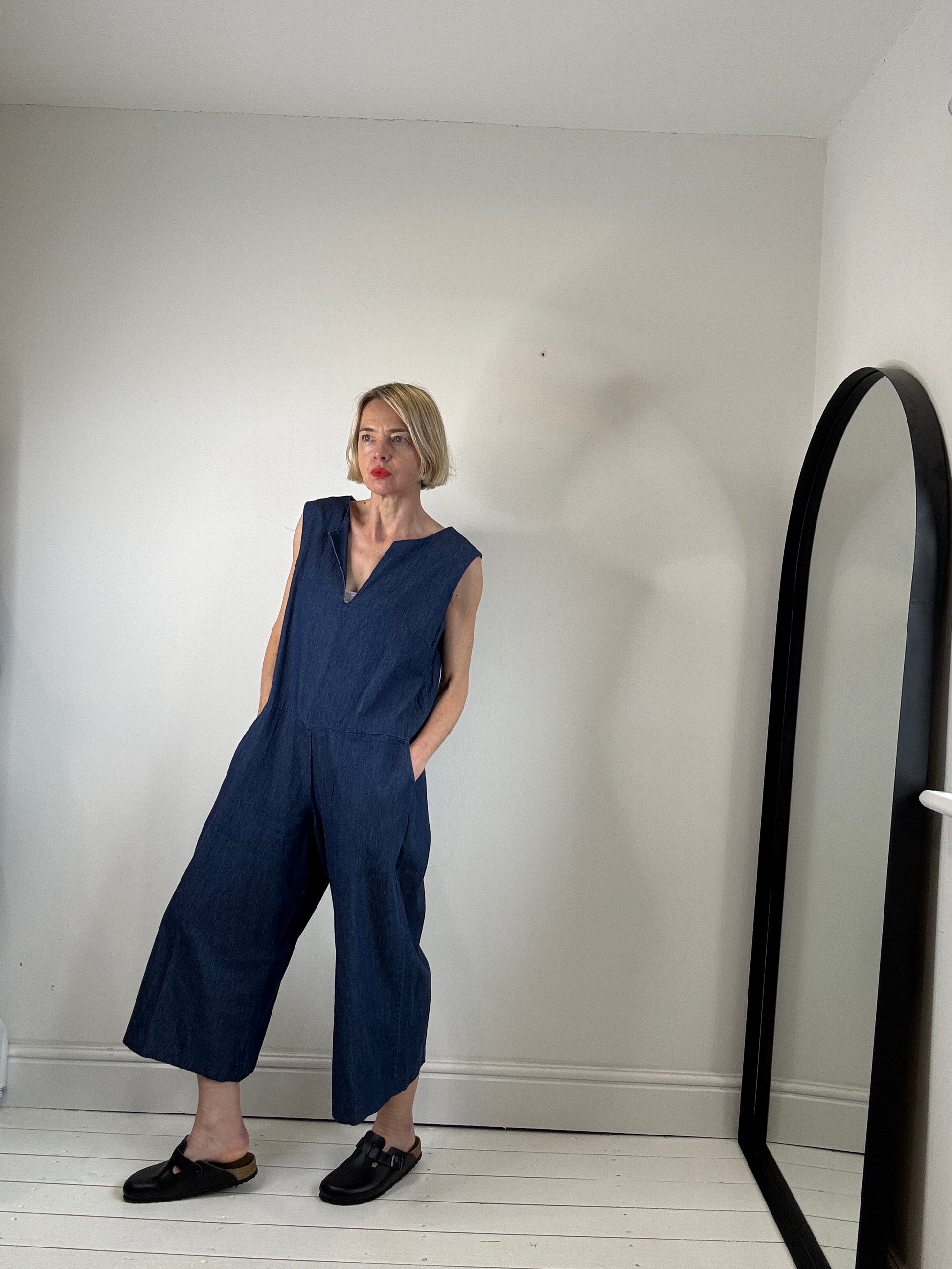 DENIM ROMPER JUMPSUIT OVERALLS ALL IN ONE HANDMADE IN ENGLAND WOMEN'S PRELOVED