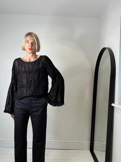 joseph tailoring flannel wool tailored trousers 00's women's designer fashion style