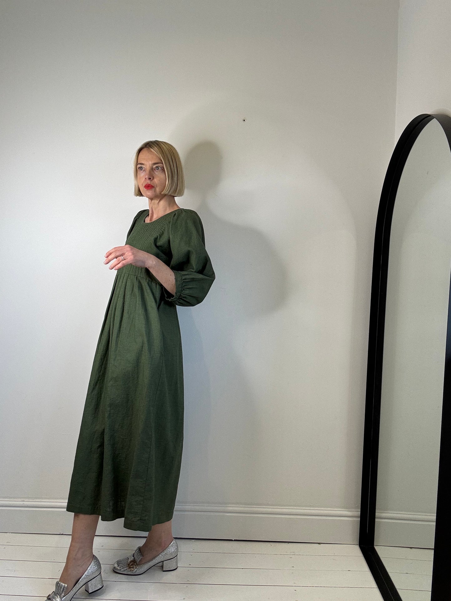 THE REGULAR WORKS linen quilted bib dress