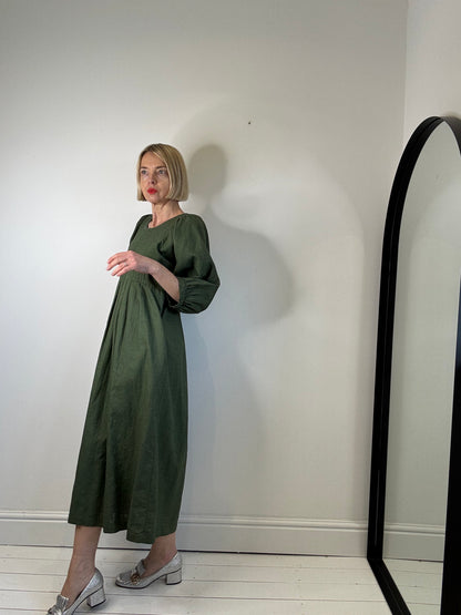 THE REGULAR WORKS linen quilted bib dress