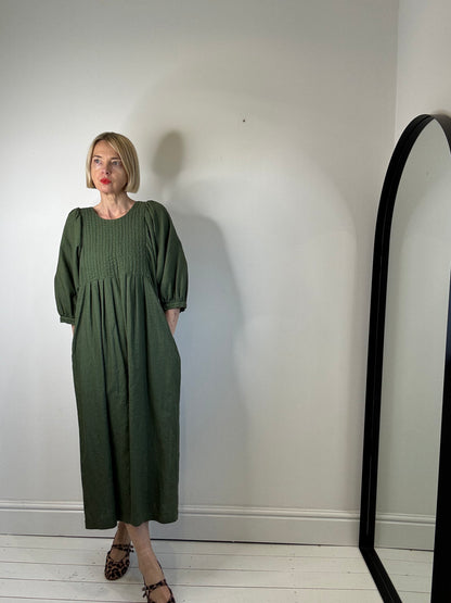 THE REGULAR WORKS linen quilted bib dress