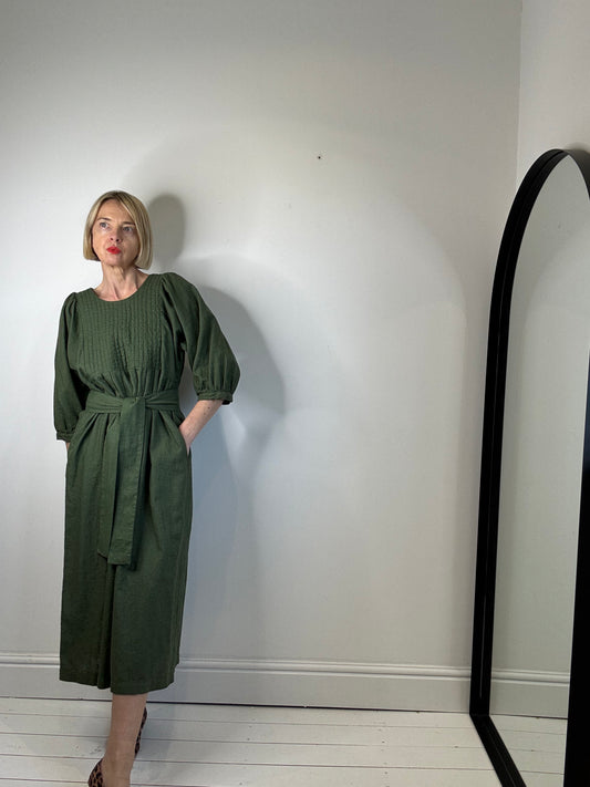 THE REGULAR WORKS linen quilted bib dress