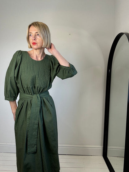 THE REGULAR WORKS linen quilted bib dress