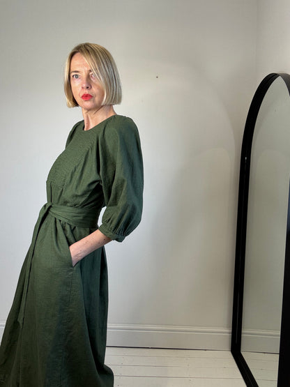 THE REGULAR WORKS linen quilted bib dress