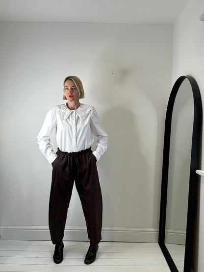 Cotton big collar shirt