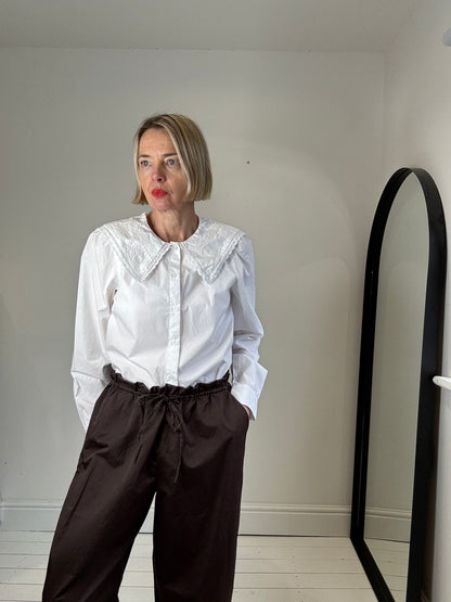 Cotton big collar shirt