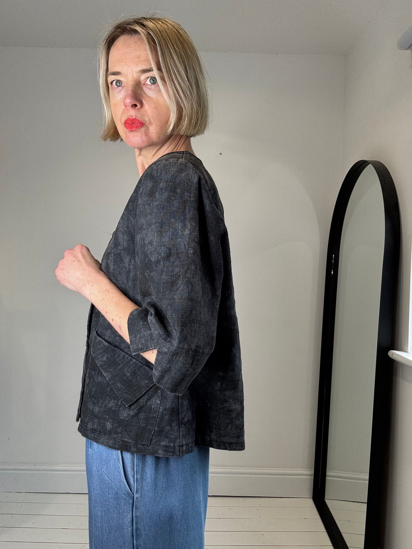 VINTAGE acid wash linen top